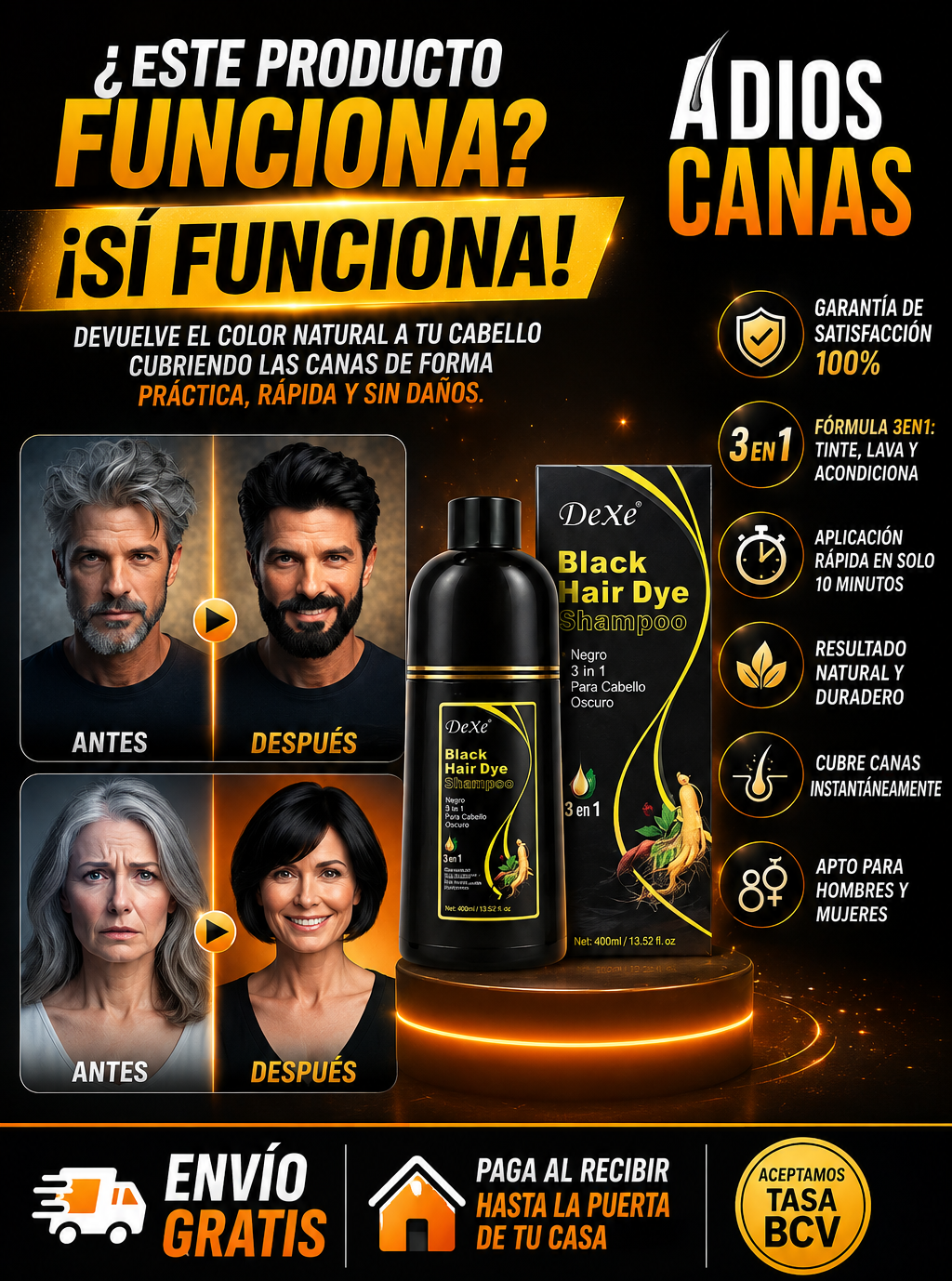 Shampoo Cubre Canas Adiós canas
