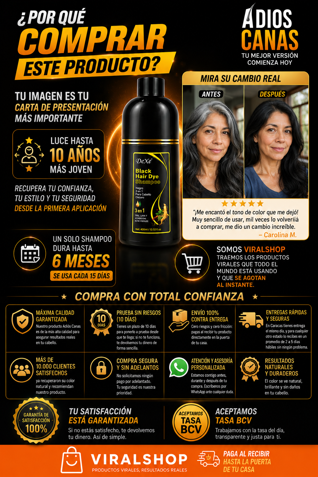 Shampoo Cubre Canas Adiós canas